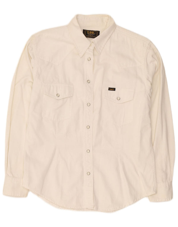 Lee Womens Denim Shirt UK 16 Large White Cotton