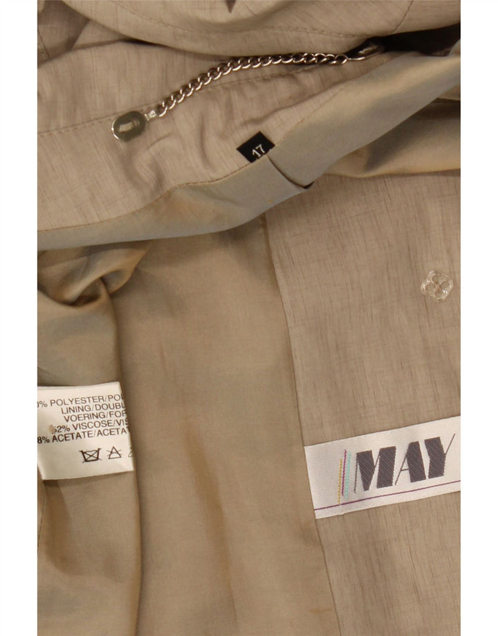 Vintage Womens 3/4 Sleeve Trench Coat UK 17 Large Beige Polyester
