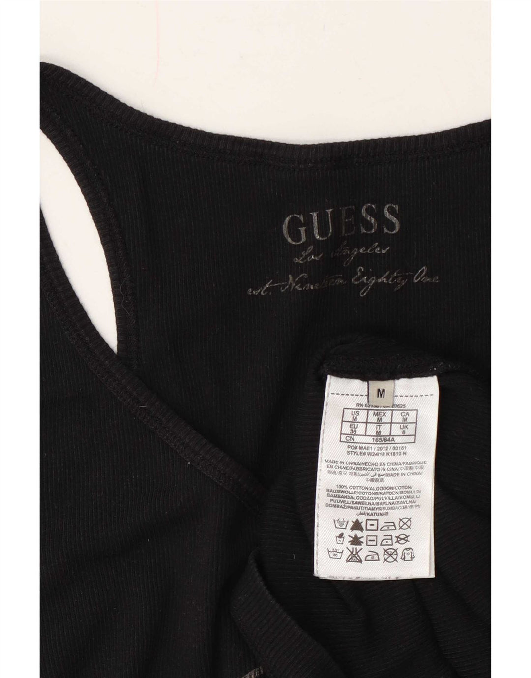 Guess Kvinders Grafisk Vest Top UK 8 Small Black Bomuld