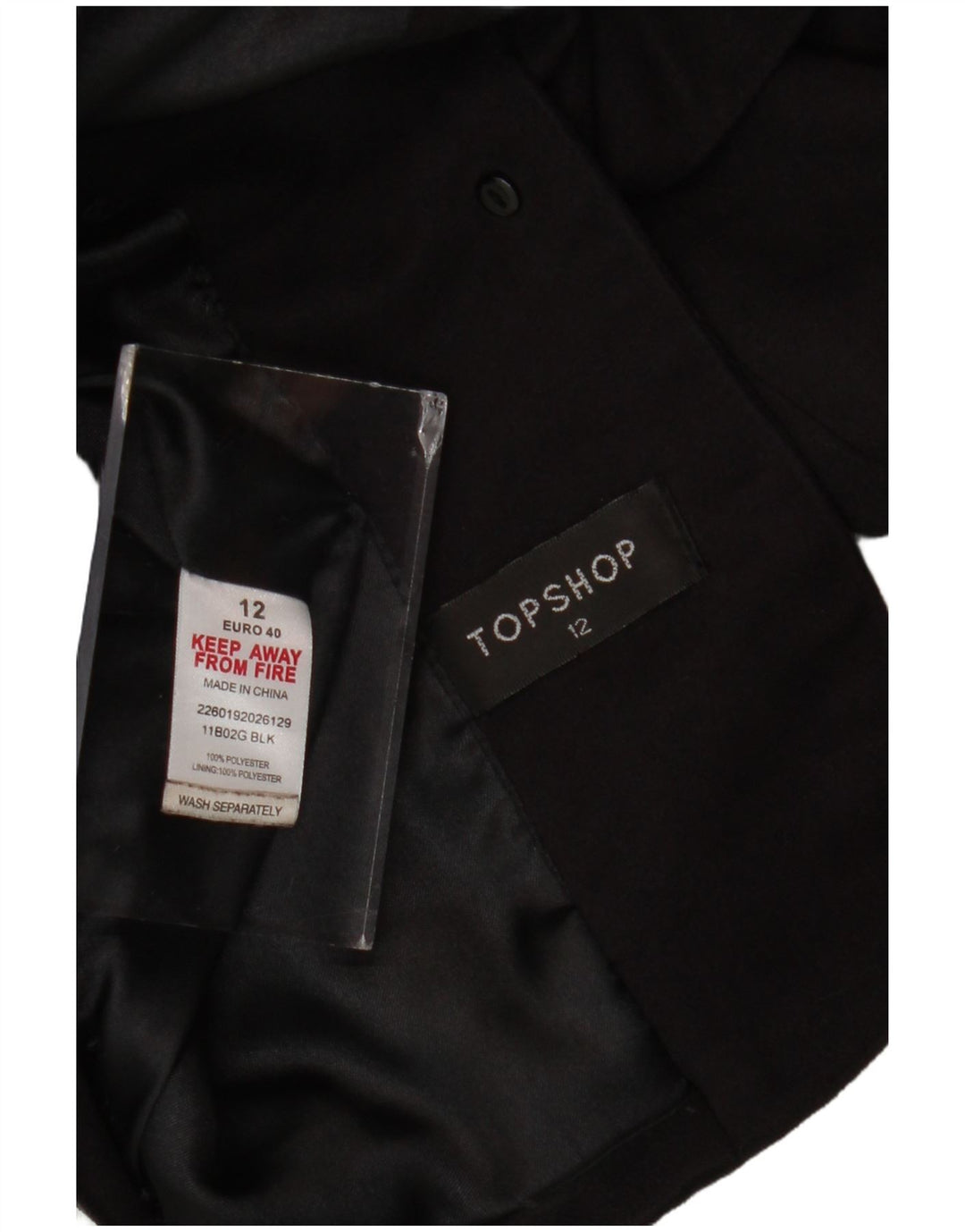 Giacca blazer da donna a 2 bottoni Topshop UK 12 poliestere nero medio