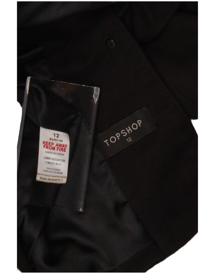 Giacca blazer da donna a 2 bottoni Topshop UK 12 poliestere nero medio