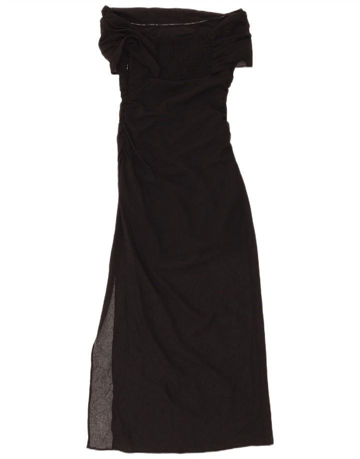 Rochie ZARA pentru femei, maxi cu umeri scoși, UK 8, poliester negru mic