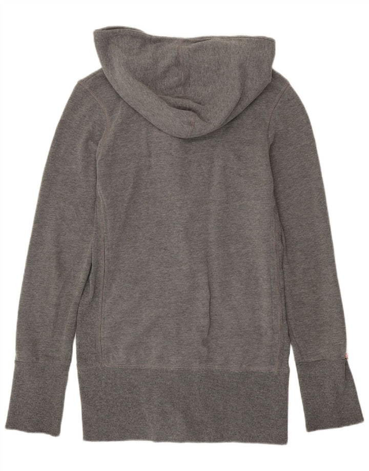 Superdry Womens Hooded Tracksuit Top Jacket UK 14 Medium Grey Cotton