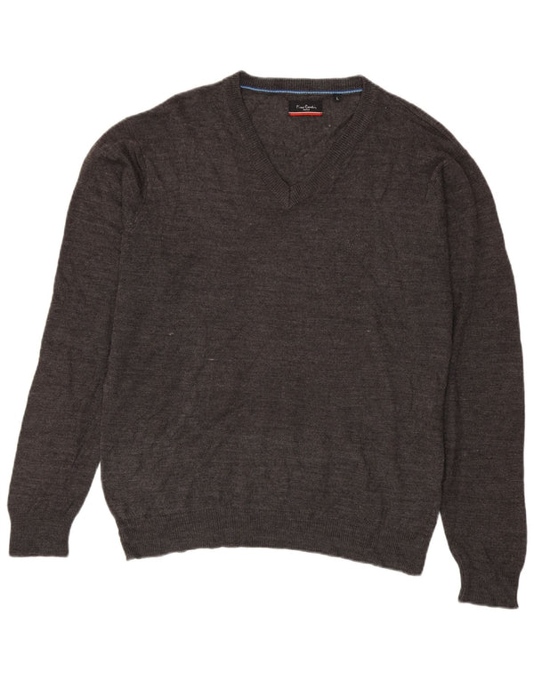 Maglione da uomo con scollo a V Pierre Cardin, grande acrilico chiazzato grigio