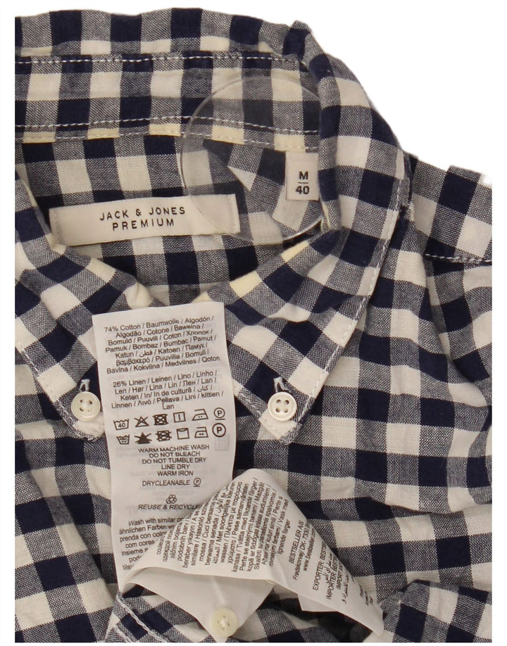Jack & Jones Mens Shirt Medium Navy Blue Gingham Cotton