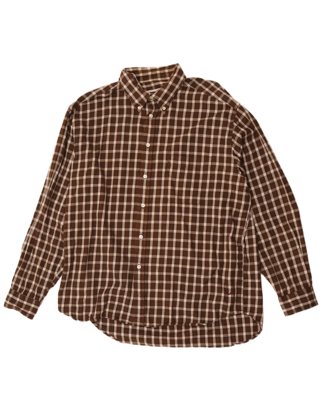 Fila Mens Flannel Shirt XL Brown Check Cotton