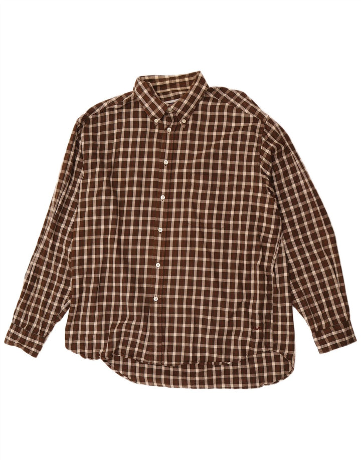 Fila Mens Flannel Shirt XL Brown Check Cotton