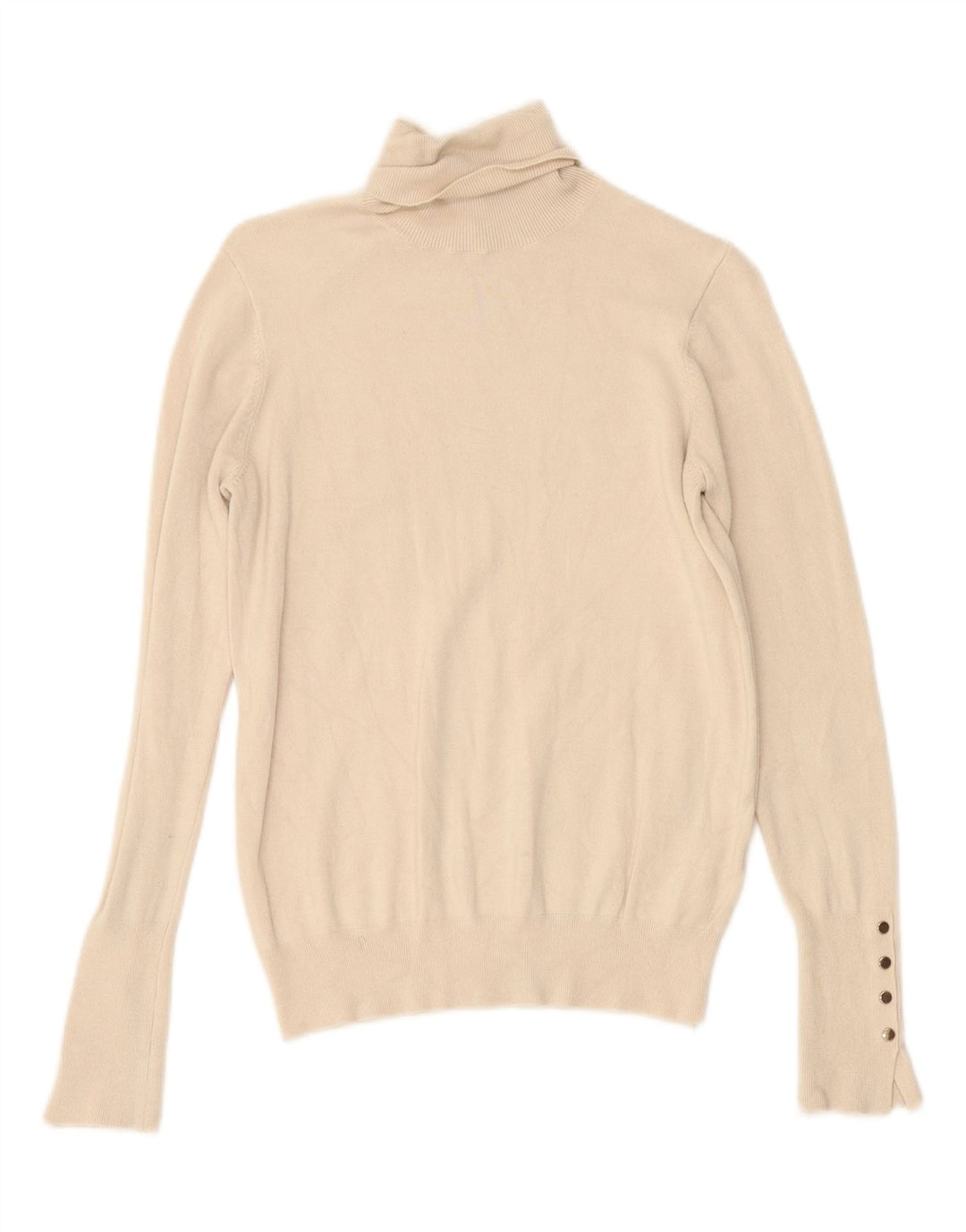 ZARA Womens Roll Neck Jumper Sweater UK 12 Medium Beige Viscose Vintage Zara and Second-Hand Zara from Messina Hembry 