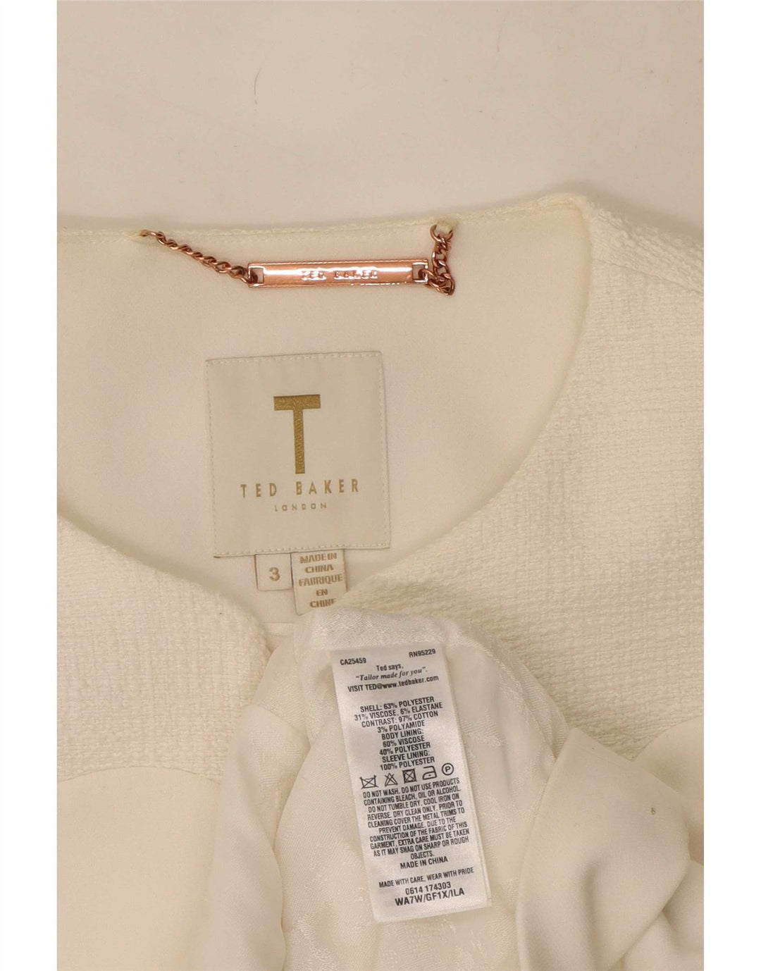 Jachetă Ted Baker pentru femei Crop Blazer Mărimea 3 Poliester alb mediu