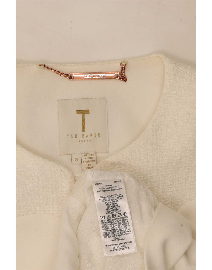 Jachetă Ted Baker pentru femei Crop Blazer Mărimea 3 Poliester alb mediu