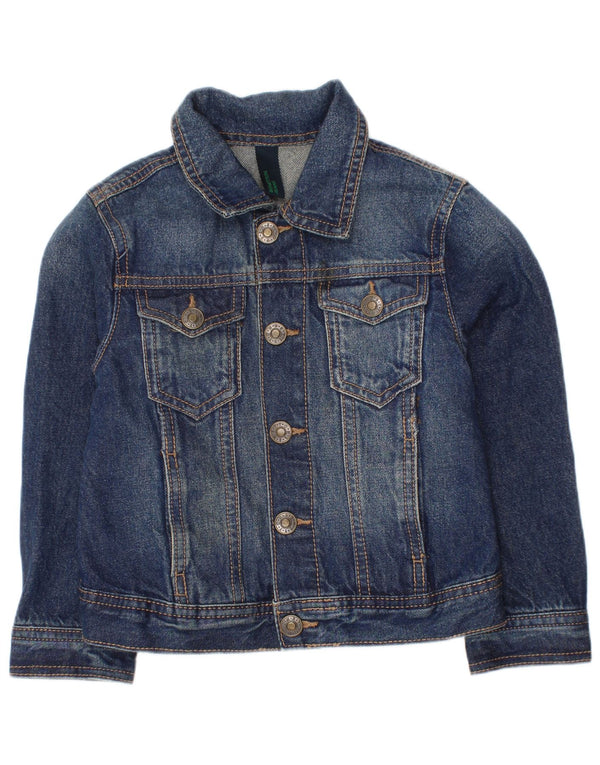 Benetton Boys Denim Jacket 3-4 Years 2XS Blue Cotton