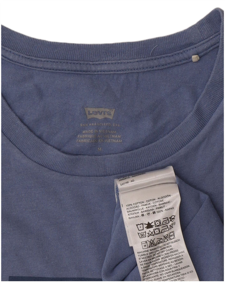 Levi's Womens Graphic T-Shirt Top UK 14 Medium Blue Cotton