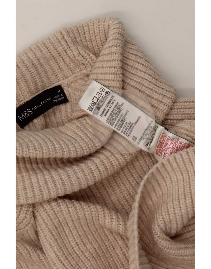 Maglione maglione a collo alto da donna Marks & Spencer UK 14 Viscosa beige medio