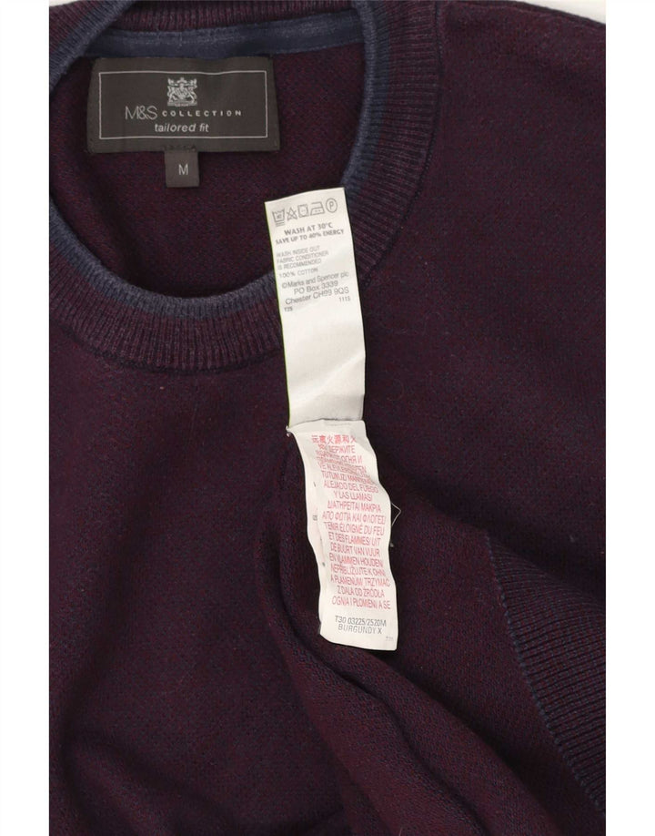 Marks & Spencer herre skræddersyet pasform med rund hals sweater Medium Burgundy