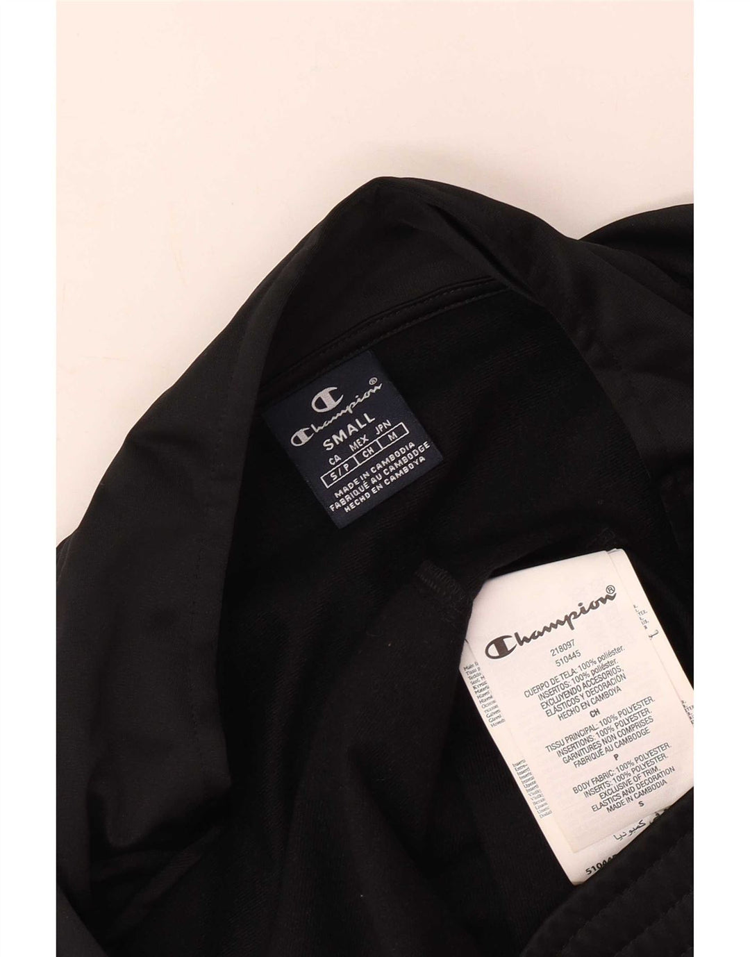 Champion Mens Chándal Top Chaqueta Pequeña Poliéster Negro
