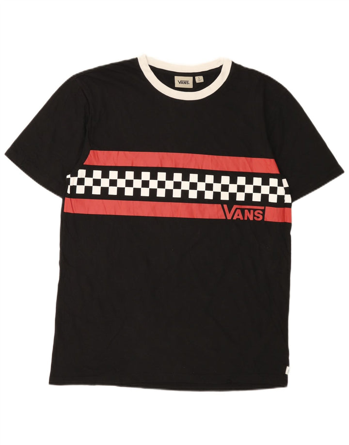 Vans Mens Graphic T-Shirt Top Large Black Geometric Cotton