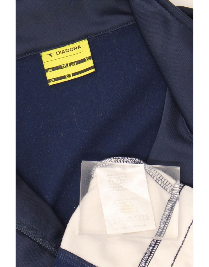 DIADORA Mens Tracksuit Top Jacket XL Navy Blue Colourblock Polyester