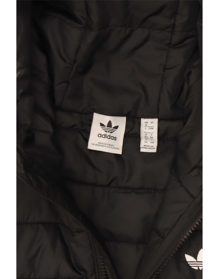 Adidas Womens Hooded Padded Jacket UK 8 Small Black Polyester