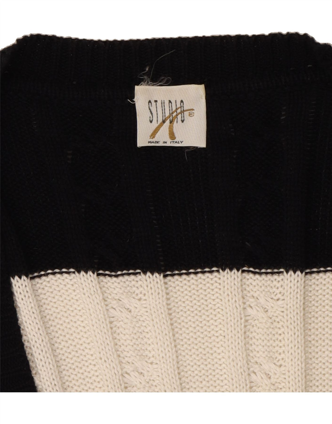 STUDIO Womens Cardigan Sweater UK 14 Large Multicoloured Striped Cotton Vintage Studio and Second-Hand Studio from Messina Hembry 
