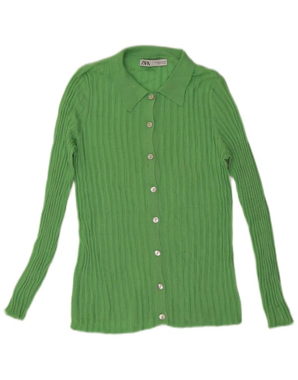 Suéter cardigã feminino Zara Reino Unido 12 verde médio