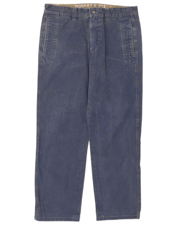 Pantaloni chino dritti da uomo Murphy & Nye W34 L28 cotone blu navy