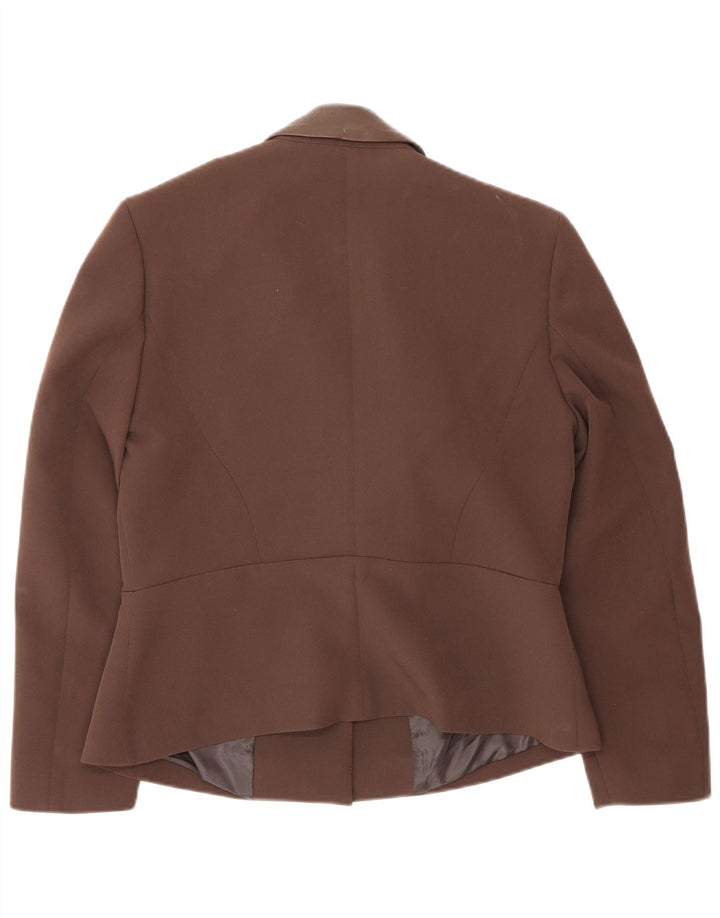 Vintage Womens Blazer Jacket IT 46 Large Brown Colourblock Polyester