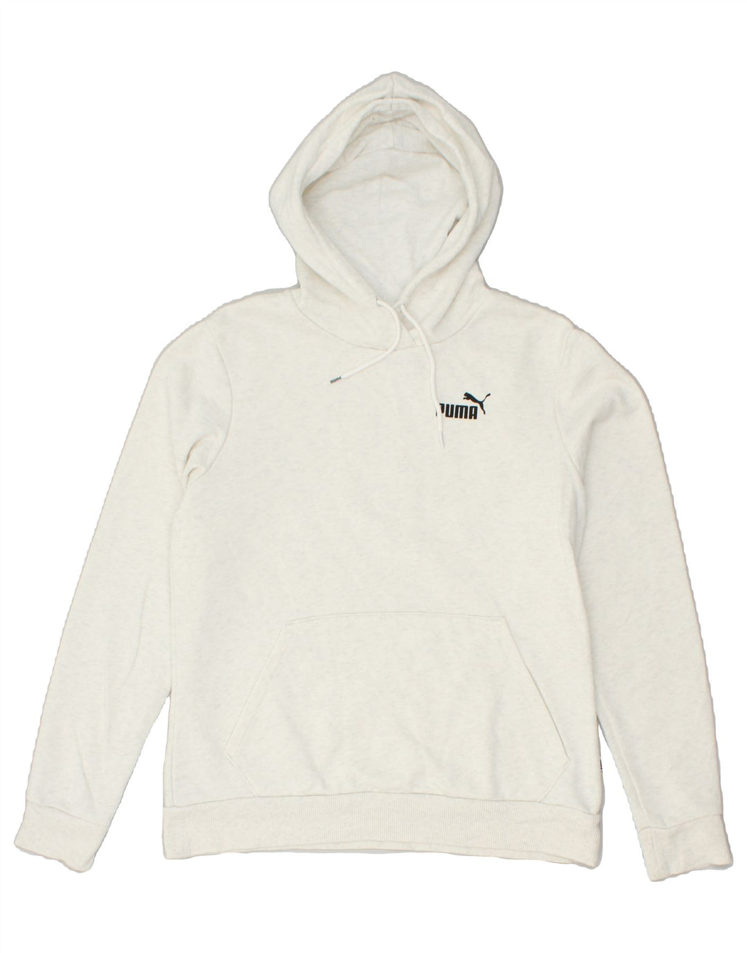 PUMA Womens Hoodie Jumper UK 16 Large Off White Cotton | Vintage Puma | Thrift | Second-Hand Puma | Used Clothing | Messina Hembry 