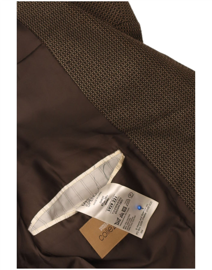 Jaqueta blazer masculina de 2 botões Marks & Spencer Reino Unido 38 xadrez marrom médio