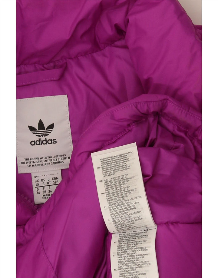 Adidas Dame Oversized Polstret Jakke UK 10 Lille Lilla Polyester