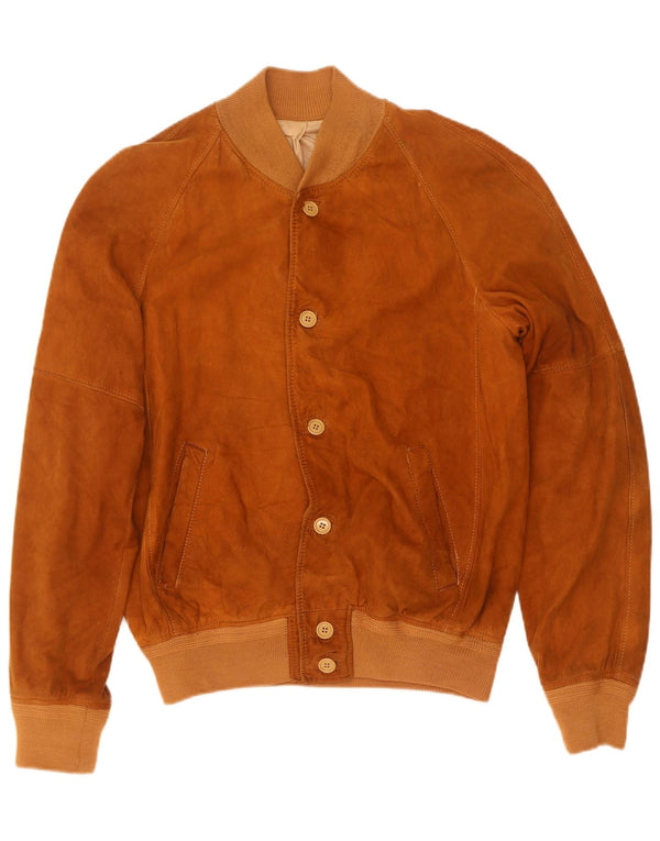Vintage Mens Suede Bomber Jacket UK 38 Medium Beige