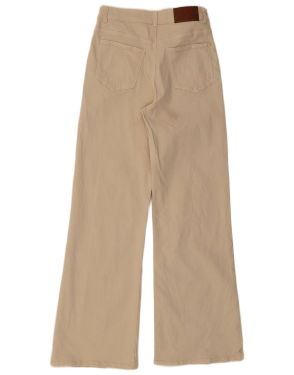 Benetton Dame Jeans med brede ben, høj talje, UK 8 Small W26 L31 Beige Bomuld