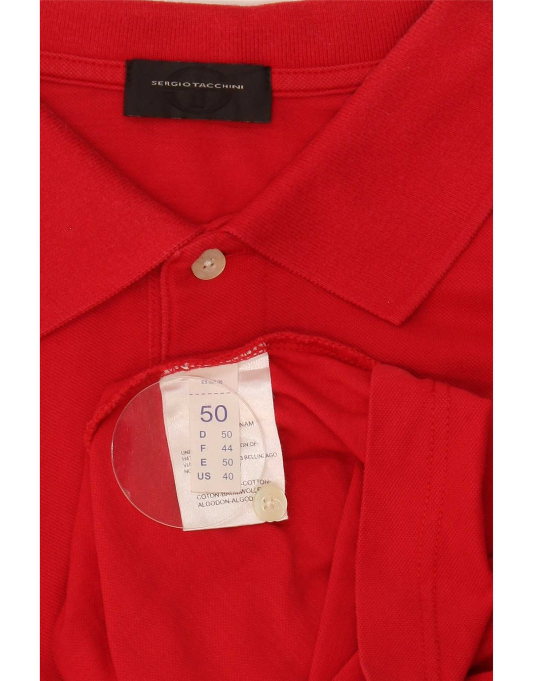 Sergio Tacchini Mens Polo Shirt IT 50 Medium Red Cotton
