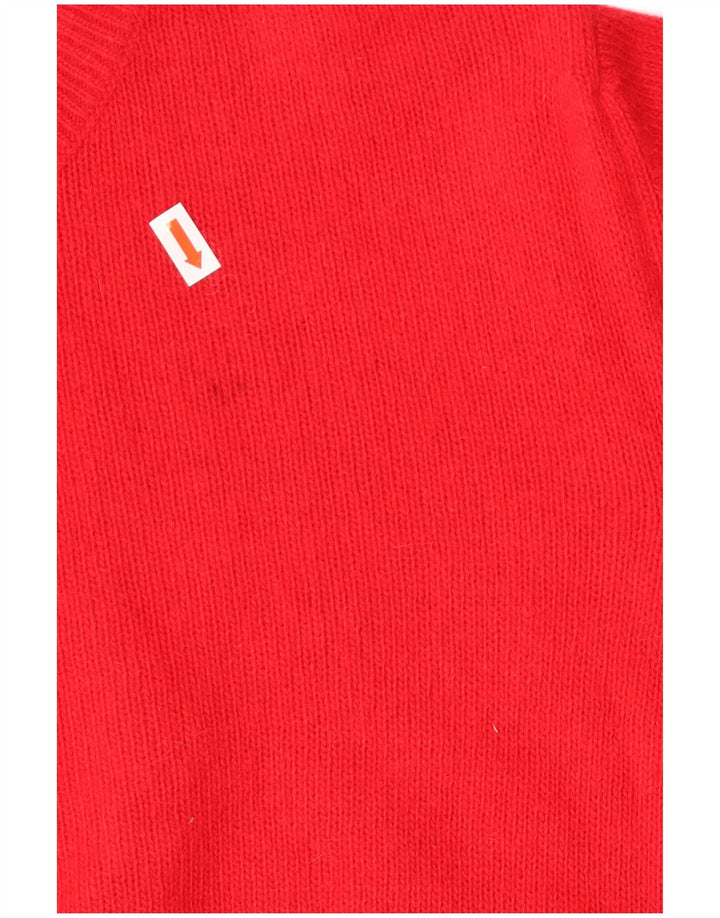 BENETTON Womens Crop Button Neck Jumper Sweater IT 48 XL Red Wool