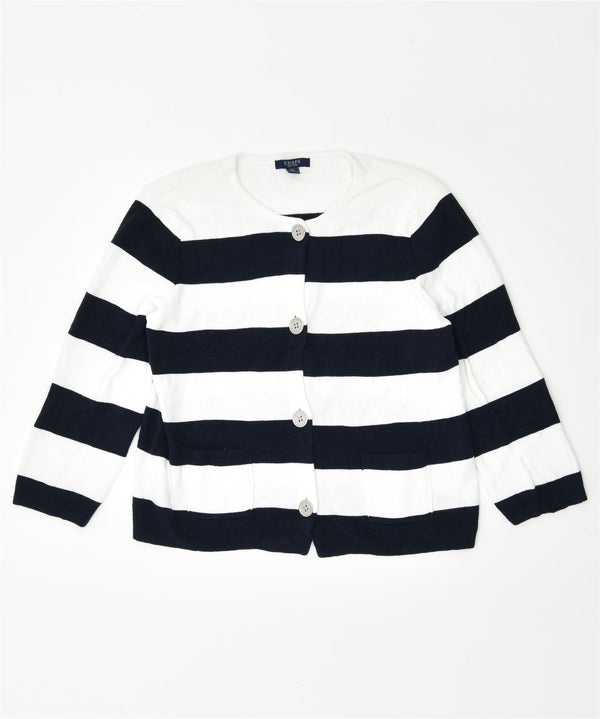 CHAPS Damen-Cardigan-Pullover UK 18 XL weiß gestreift aus Baumwolle