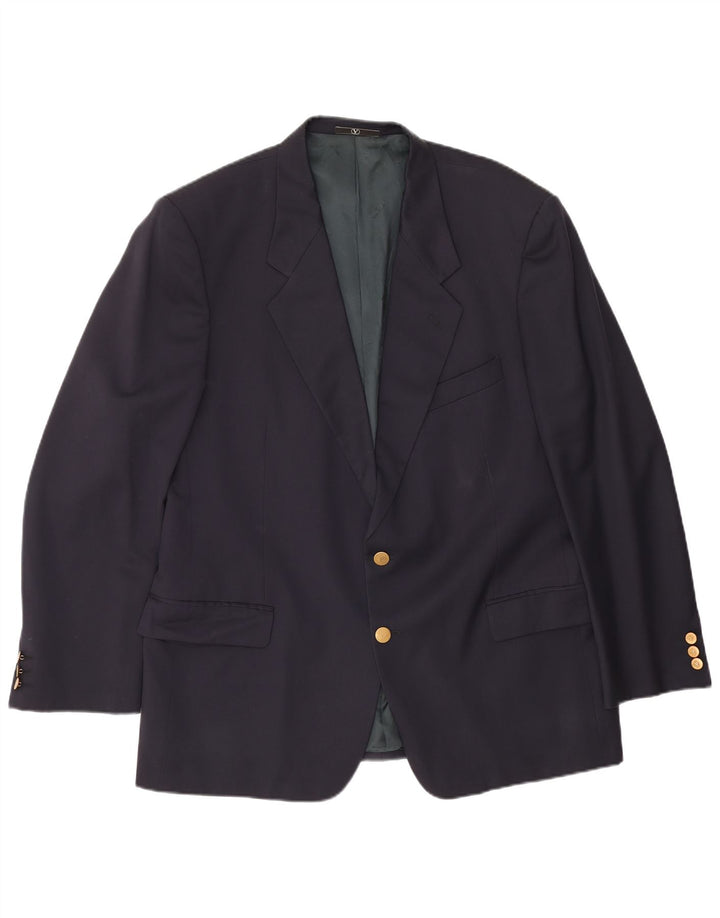 Valentino Herre 2-knaps blazerjakke IT 56 3XL Marineblå Virgin Wool