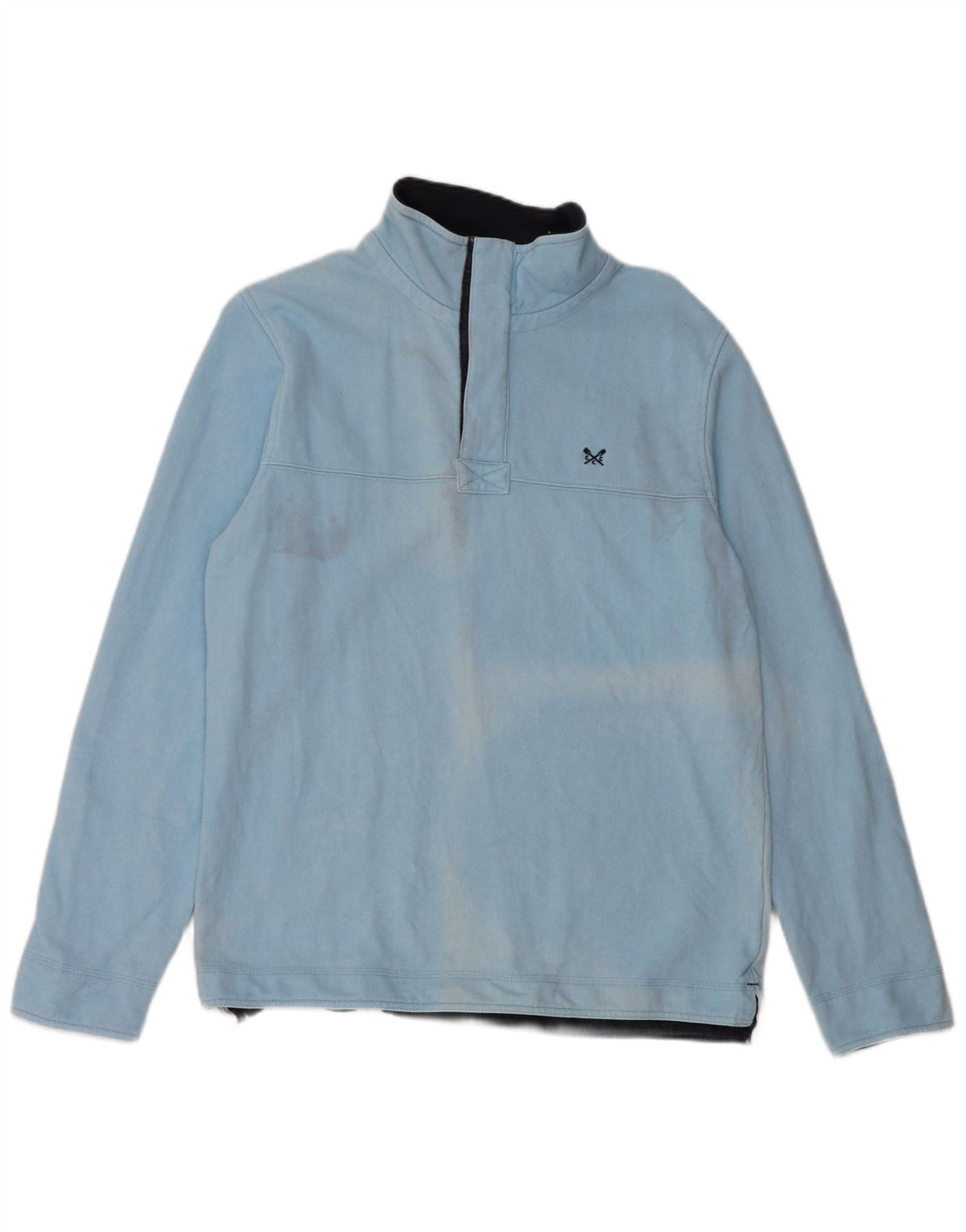 Crew Clothing Mens Zip Neck Sweatshirt Jumper Medium Blue Cotton