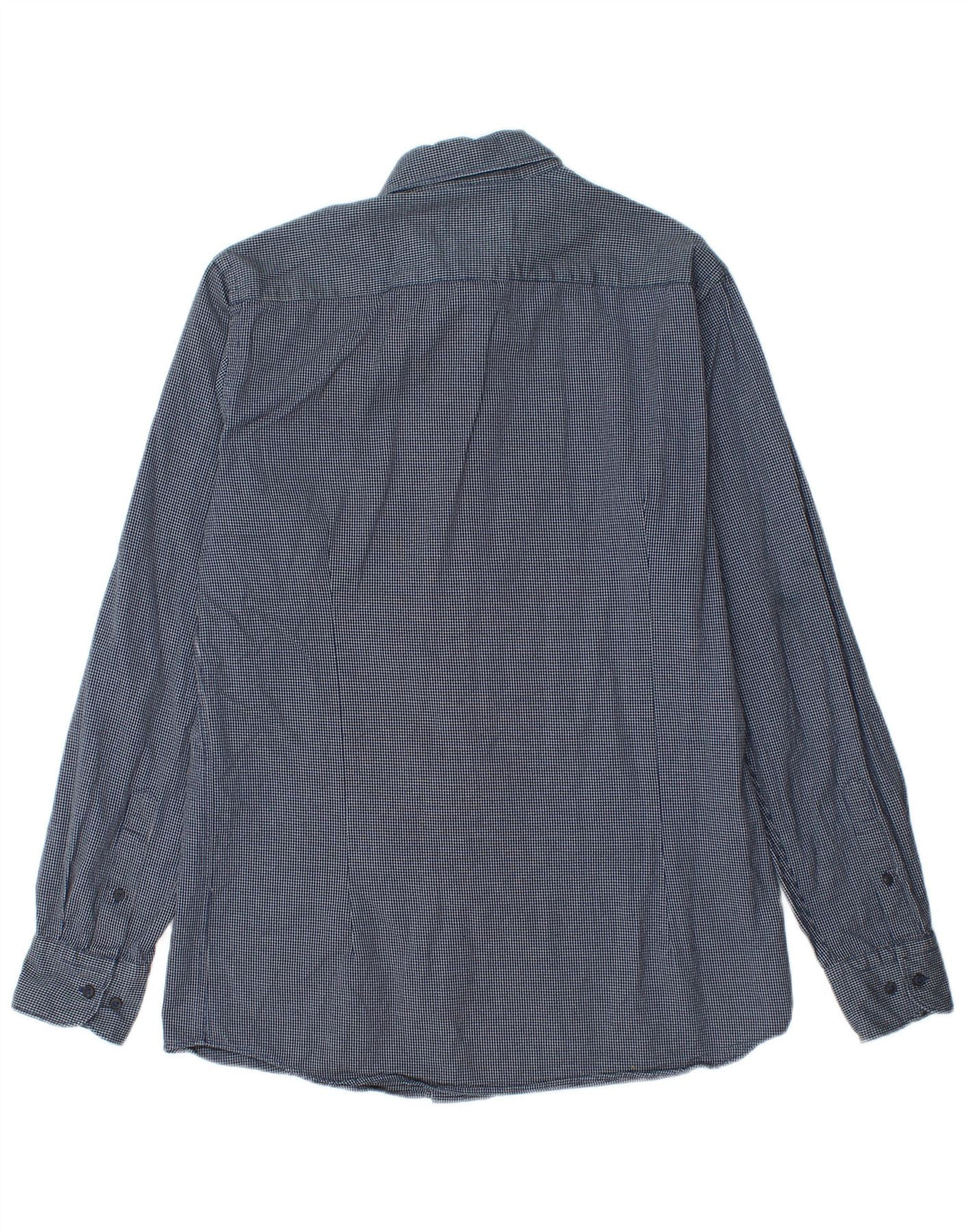 Massimo Dutti Mens Shirt Medium Navy Blue Check Cotton