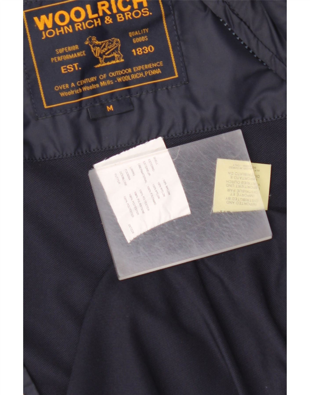 Jachetă bomber grafică pentru bărbați WOOLRICH Marea Britanie 38 Nailon mediu bleumarin
