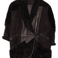Vintage Damen Shearling Mantel UK 18 XL Schwarz