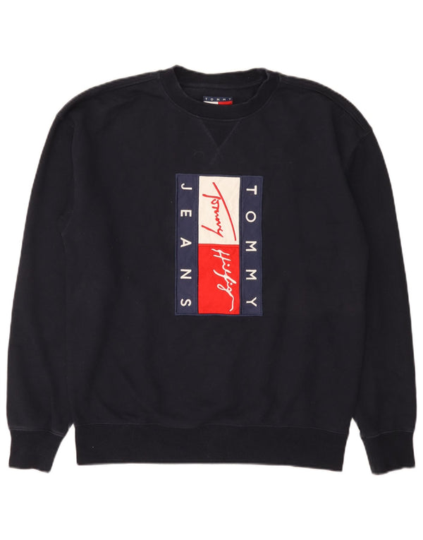 Felpa grafica da uomo Tommy Hilfiger Jumper XS blu navy in cotone