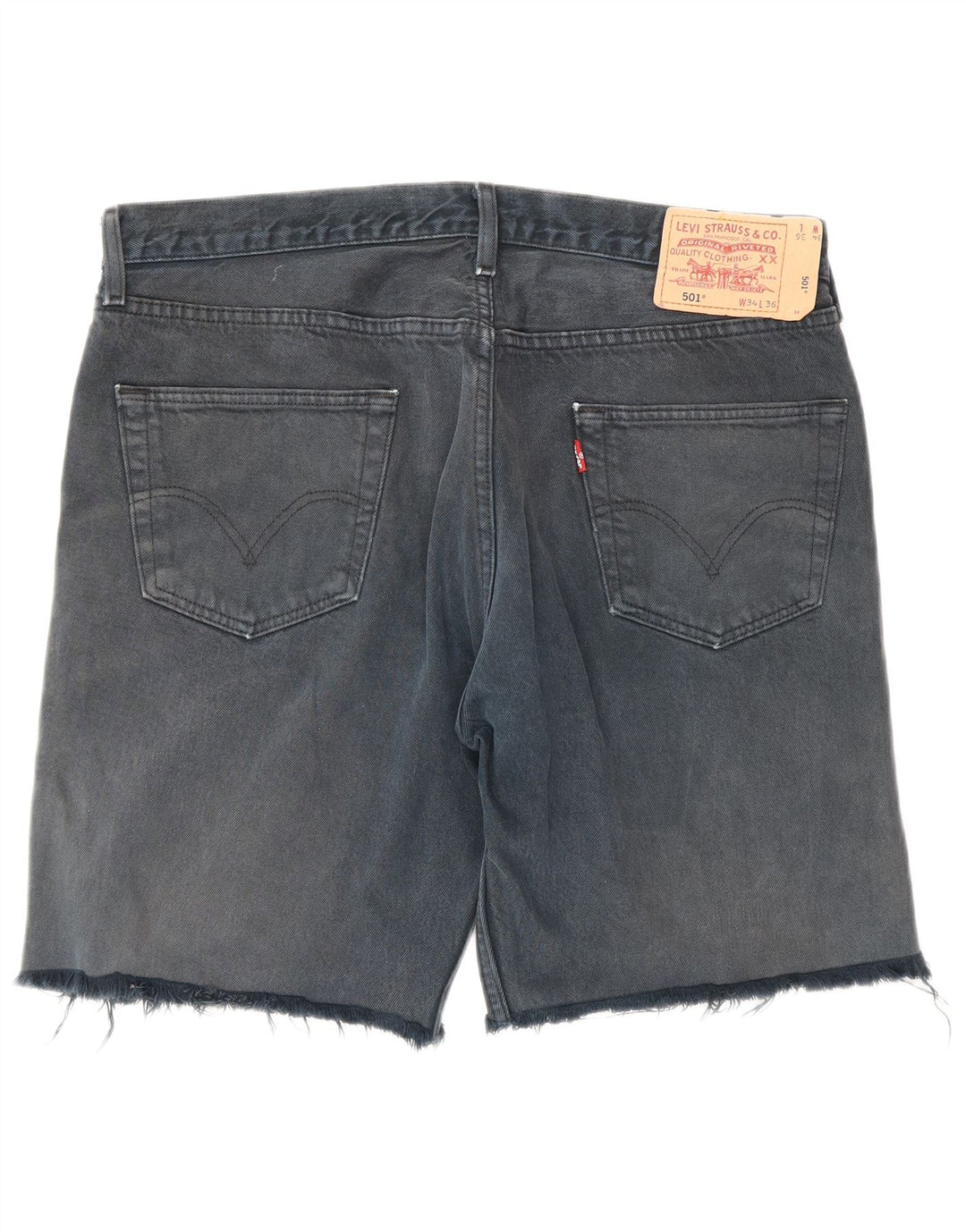 LEVI'S Pantaloncini di jeans 501 da uomo W34 Large Blu Navy Cotone