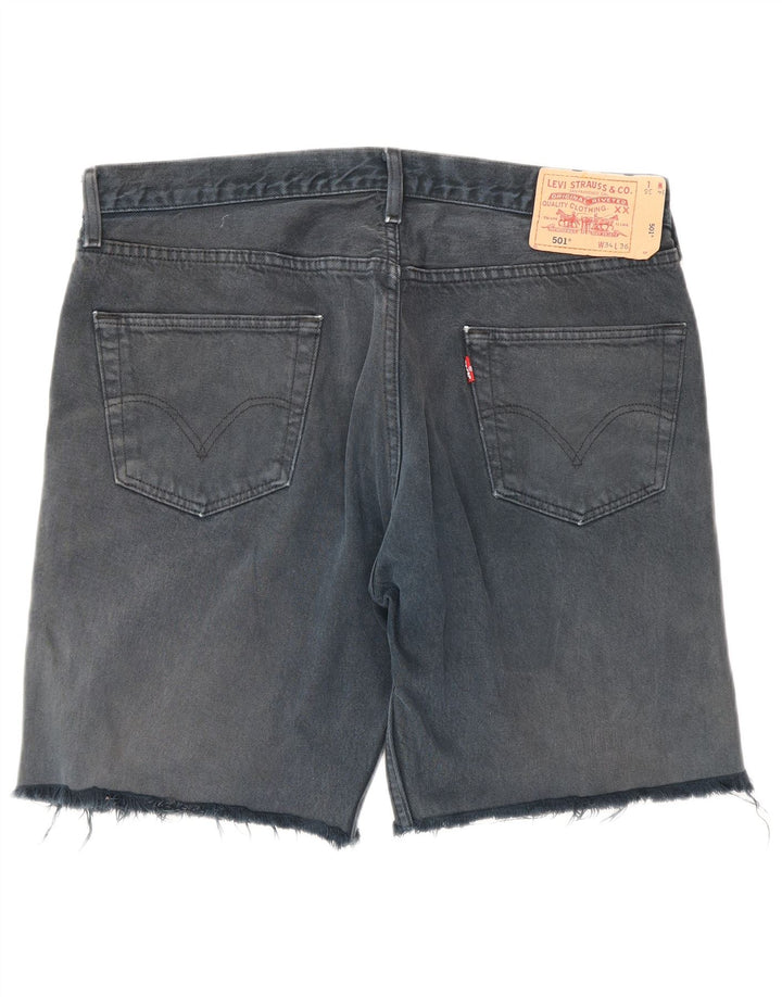 LEVI'S Pantaloncini di jeans 501 da uomo W34 Large Blu Navy Cotone
