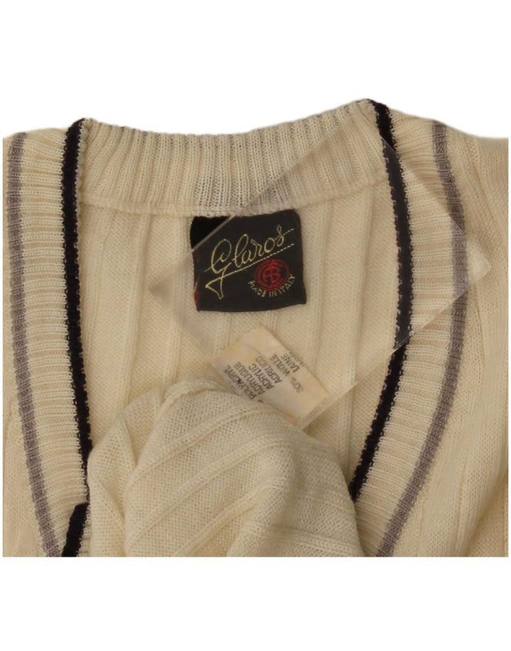 Vintage Mens Vest Tank Top IT 52 Large Beige Polyacrylic