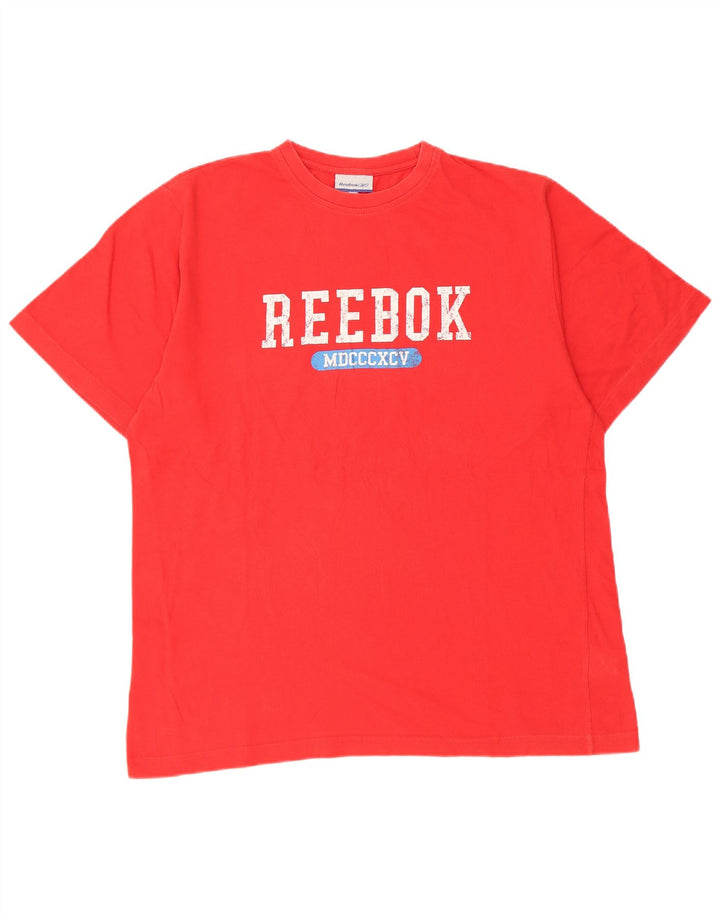 T-shirt grafica da uomo Reebok Top grande in cotone rosso