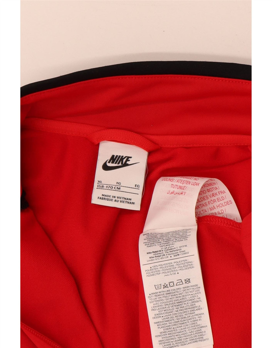 Nike Boys Tracksuit Top Jacket 13-14 Years XL Red Colourblock Polyester