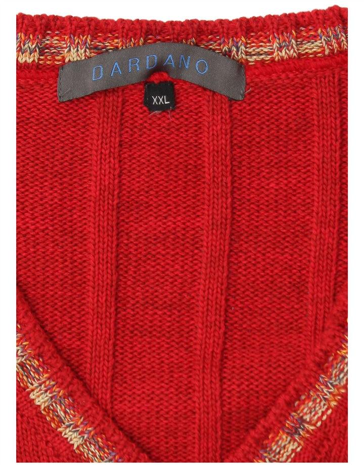 Dardano Herre V-hals sweater 2XL rød uld