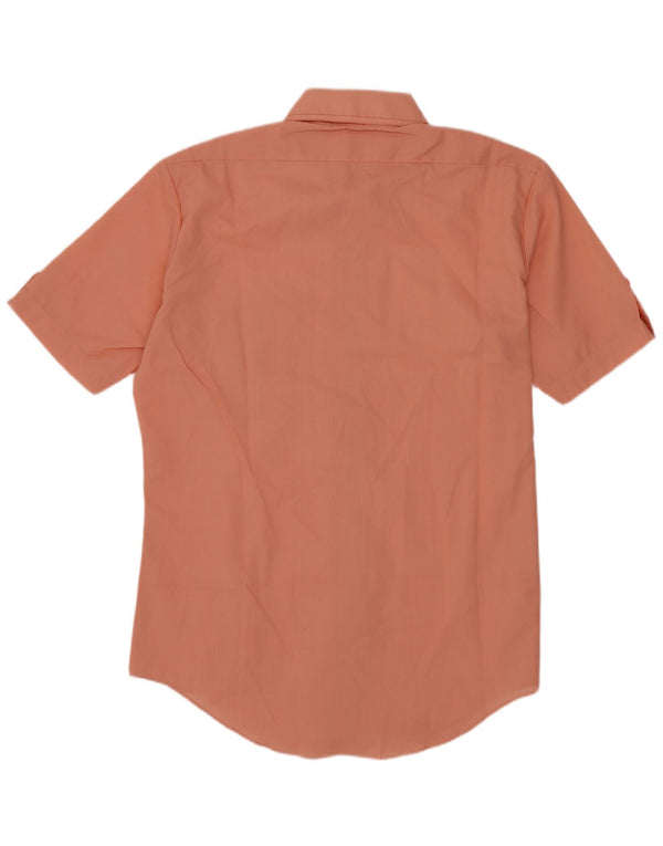 vintage Chemise à manches courtes pour hommes Taille 15 1/2 Polyester rose moyen