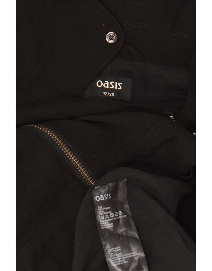 Oasis Veste de motard courte pour femme UK 12 Medium Noir Polyester