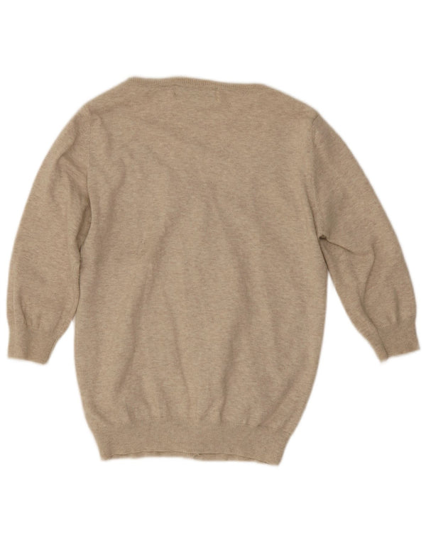 Zara Damen-Strickjacke mit 3/4-Ärmeln, UK-Gr. 14, Größe L, Beige, Baumwolle