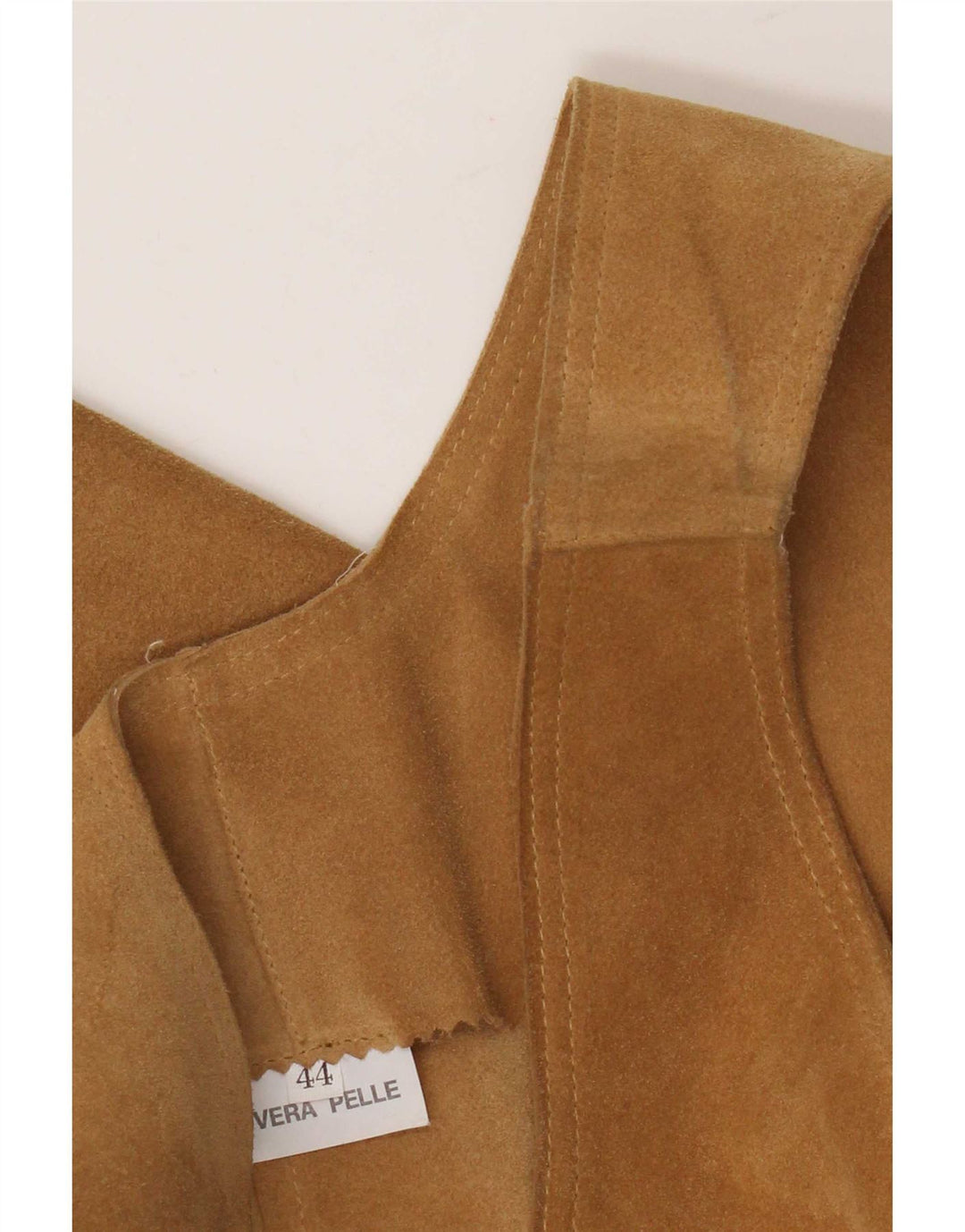 Vintage Dame Ærmeløs Ruskind Kjole IT 44 Medium Beige Læder